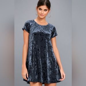 Nivea Navy Blue Crushed Velvet Swing Dress medium 90s grunge